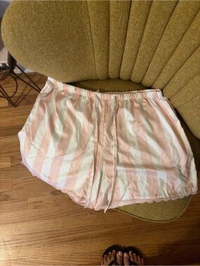 Flora Nikrooz Pink and White Satin Lounge Shorts